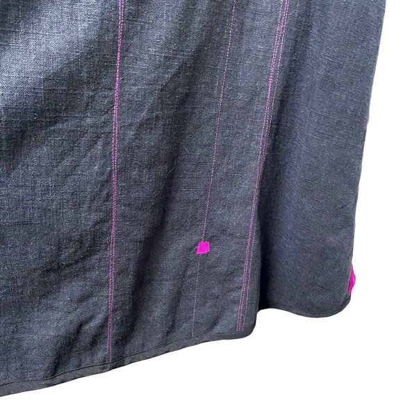 Artsy Vest M/L Charcoal Black Pink Emboidered Applique Boho Top - Picture 12 of 12